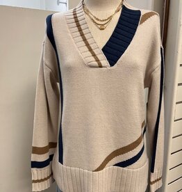 Tru Luxe Tru Luxe Natural  V-Neck  Sweater CE