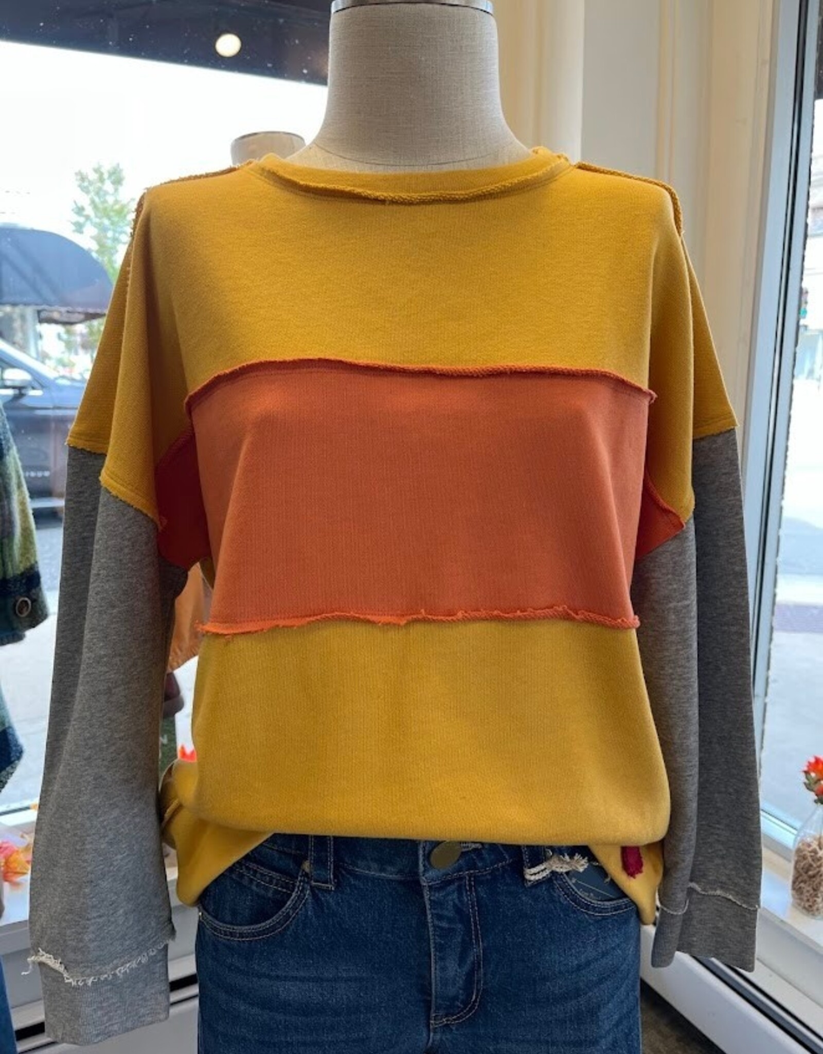 Tru Luxe Tru Luxe Multi Color Block Sweatshirt