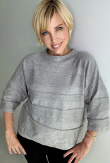 Ethyl Ethyl 24203 Grey Crew Neck 3/4 Sleeve Mod Frame Sweater AL