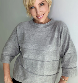 Ethyl Ethyl 24203 Grey Crew Neck 3/4 Sleeve Mod Frame Sweater AL
