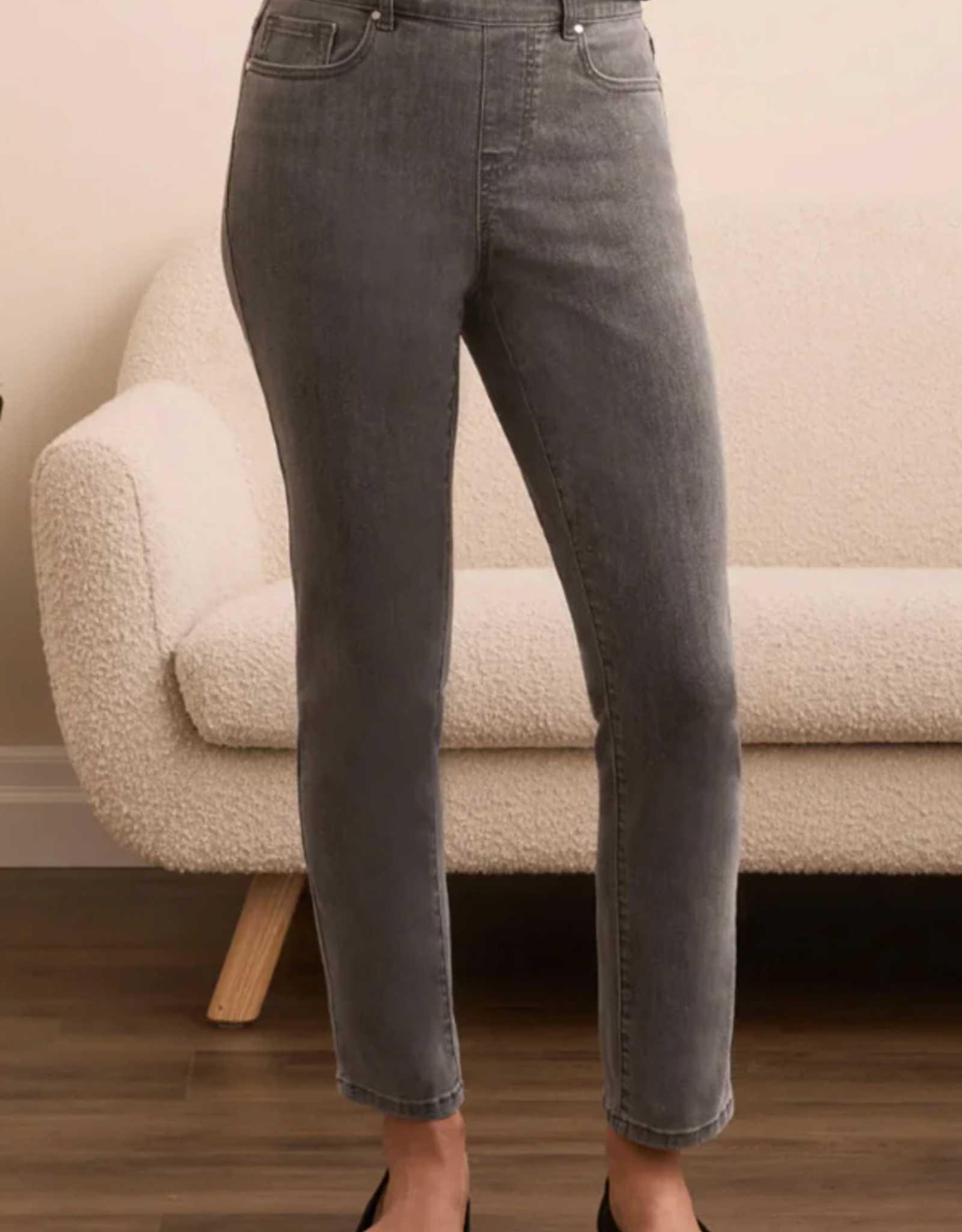 Tribal Tribal Grey Pull-On Ankle Denim Pant w/Glitter