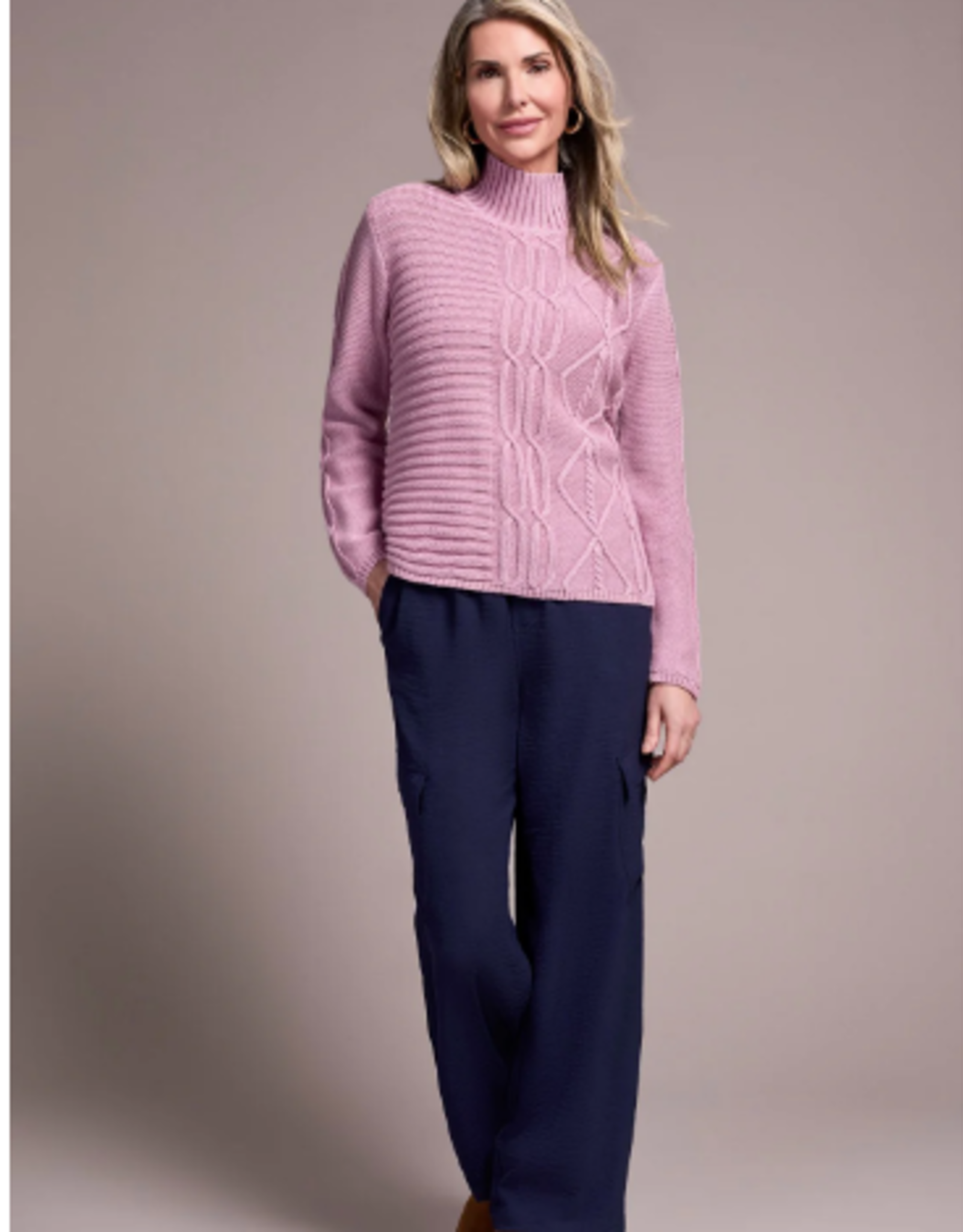 Tribal Tribal Vintage Lilac Mock Textured Sweater CK