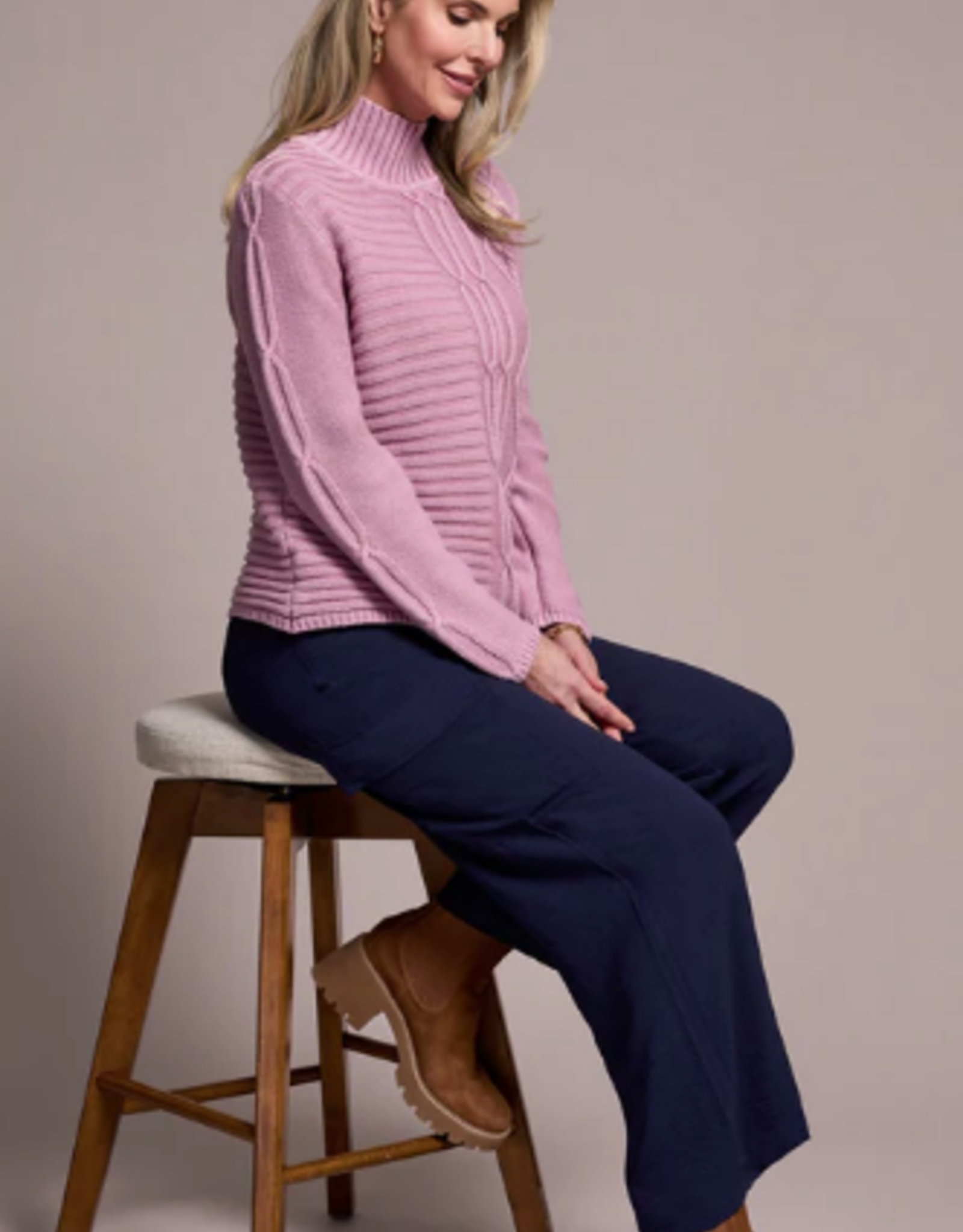 Tribal Tribal Vintage Lilac Mock Textured Sweater CK