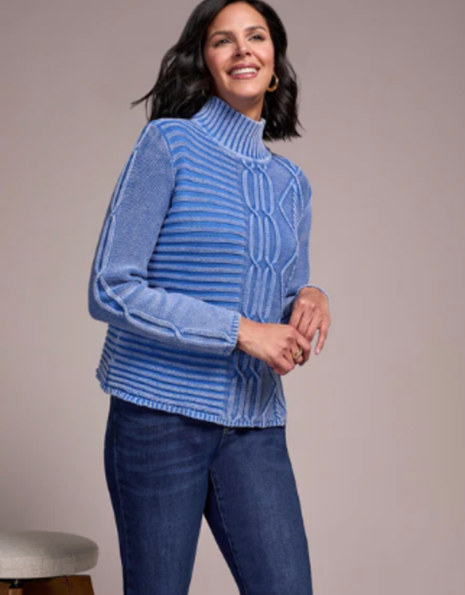 Tribal Tribal Ultra Blue Textured Sweater CK