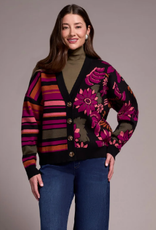 Tribal Tribal Black Jacquard  Cardigan Sweater KR