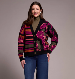 Tribal Tribal Black Jacquard  Cardigan Sweater KR