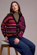 Tribal Tribal Black Jacquard  Cardigan Sweater KR