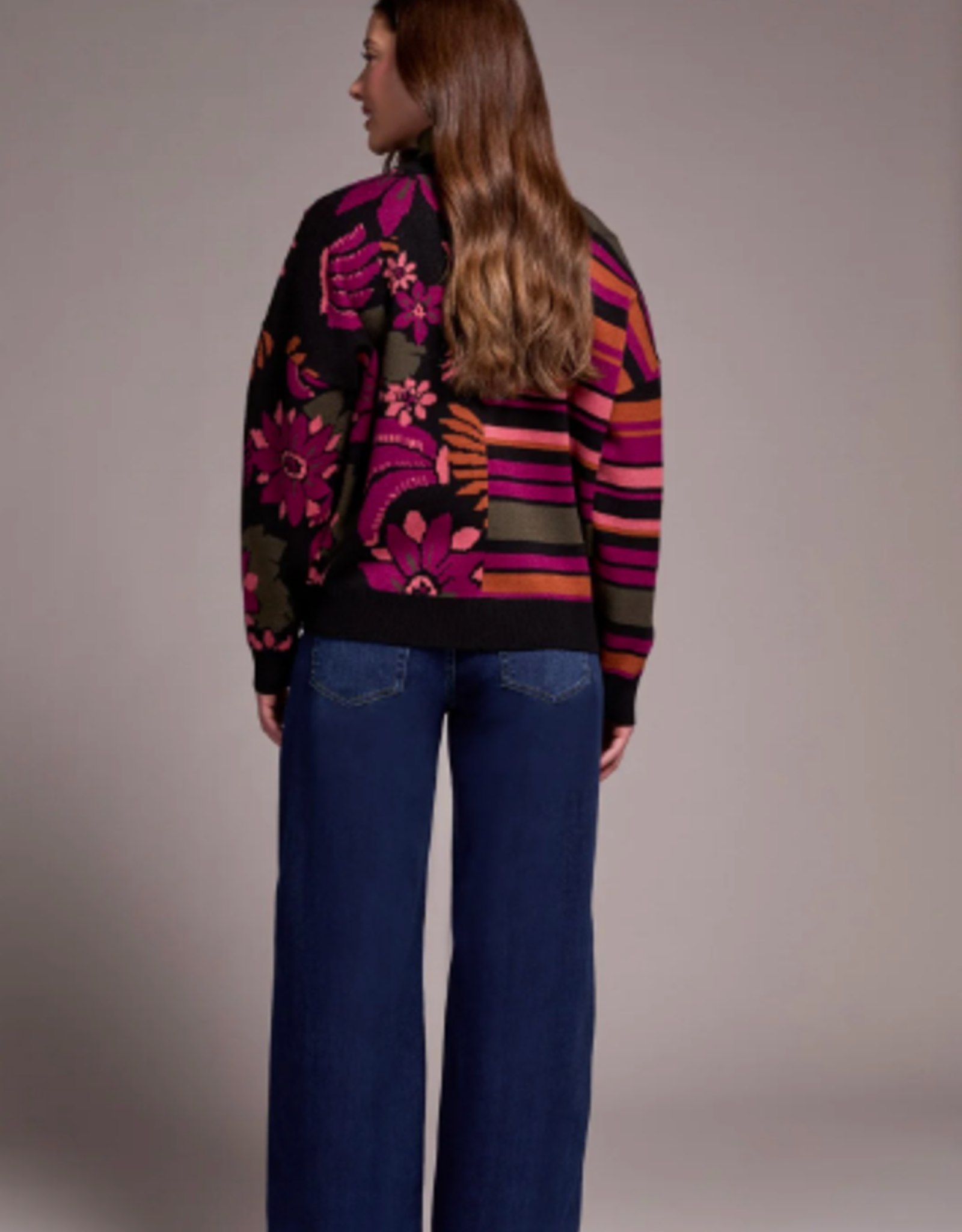 Tribal Tribal Black Jacquard  Cardigan Sweater KR