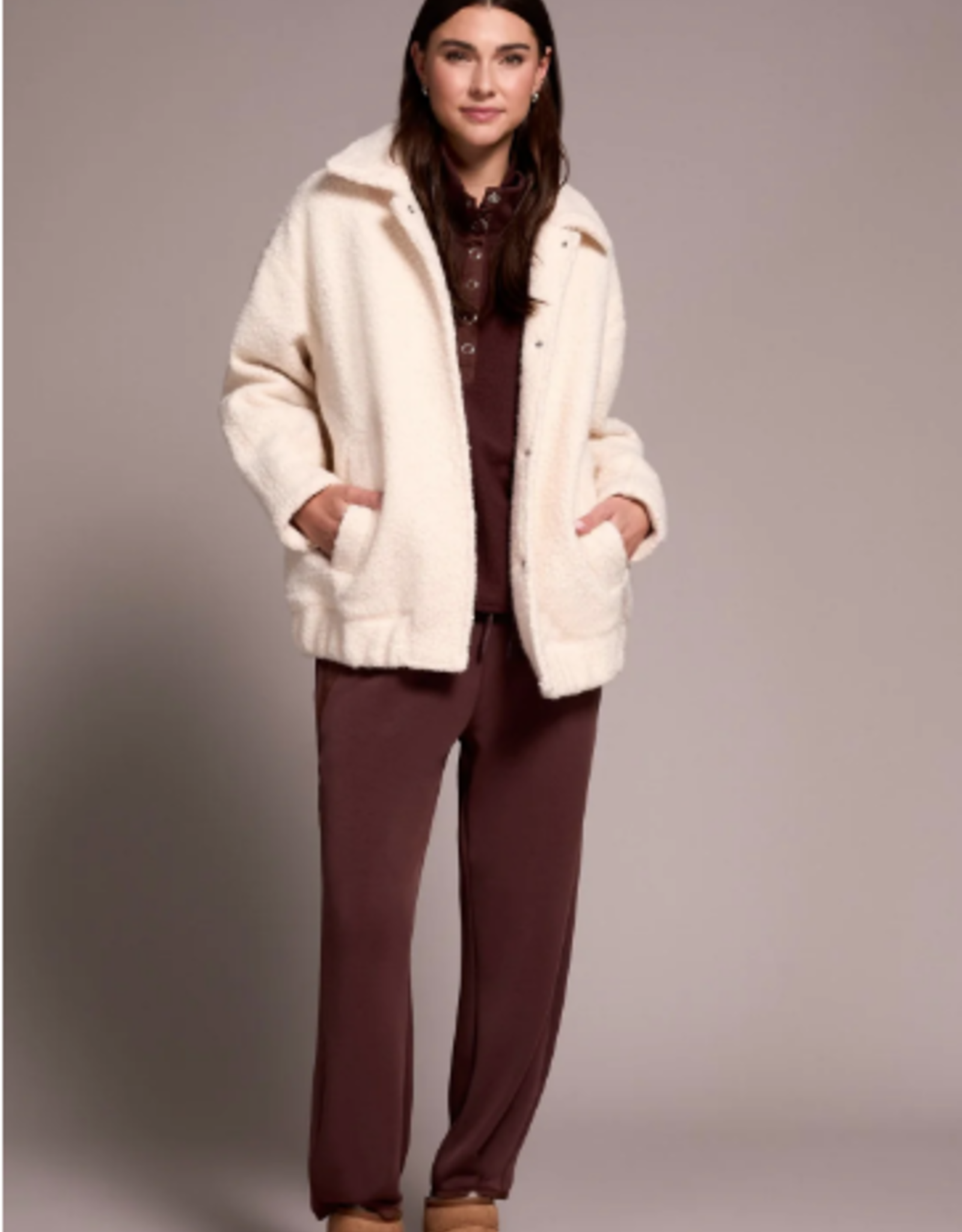 Tribal Tribal Sophia  Cream Snap Up Cream Bomber Jacket HK