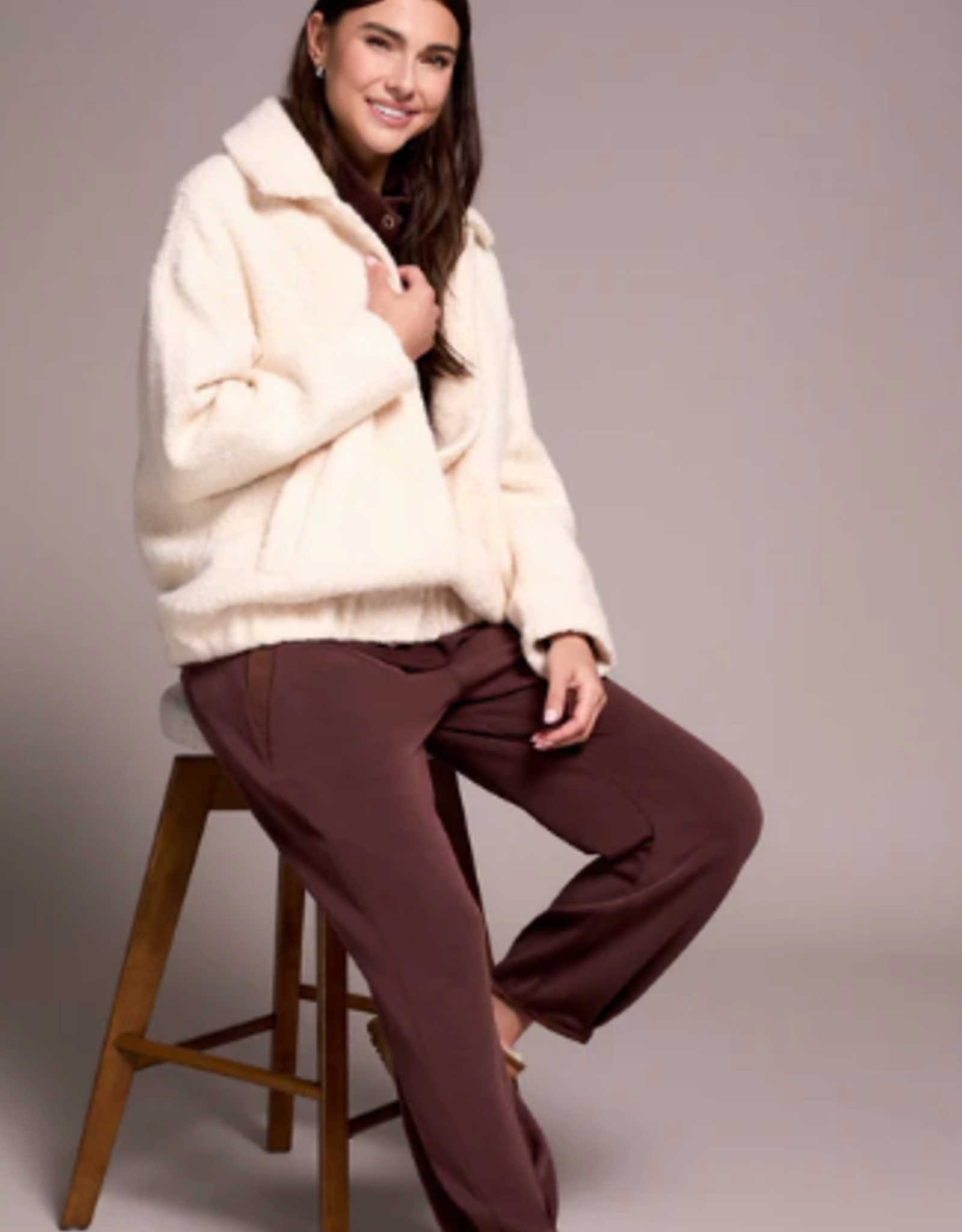 Tribal Tribal Sophia  Cream Snap Up Cream Bomber Jacket HK