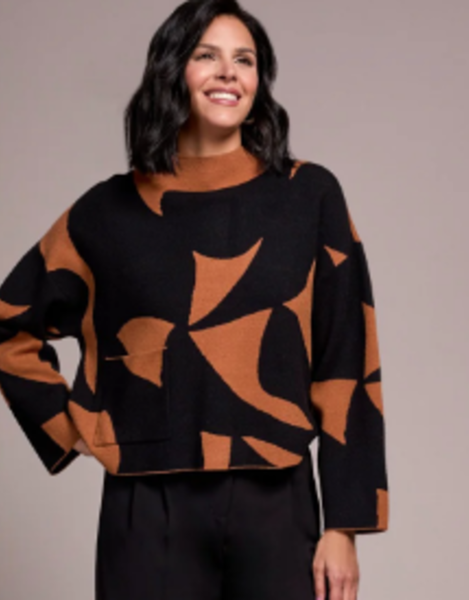 Tribal Tribal  Bran Mock Neck L/S Sweater KE