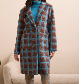 Tribal Tribal Turquoise Checked Button Up L/S Coat HE