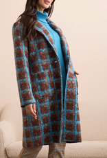 Tribal Tribal Turquoise Checked Button Up L/S Coat HE