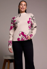 Tribal Tribal Pink Flambe Knit Jacquard Funnel Neck Sweater CO