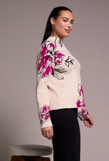 Tribal Tribal Pink Flambe Knit Jacquard Funnel Neck Sweater CO