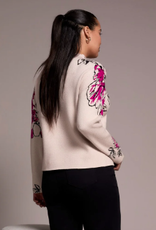 Tribal Tribal Pink Flambe Knit Jacquard Funnel Neck Sweater CO