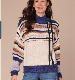 Democracy Democracy Stripe Mock Neck Sweater AO
