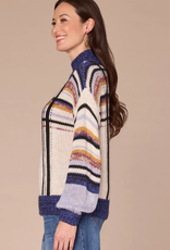 Democracy Democracy Stripe Mock Neck Sweater AO