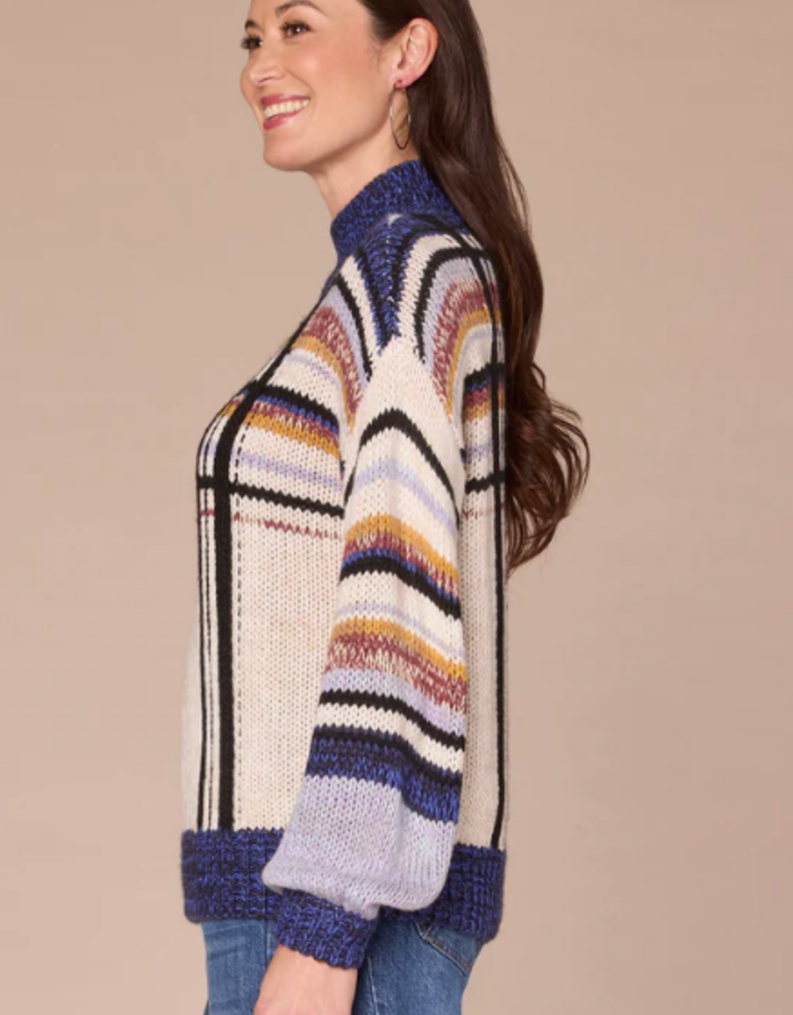 Democracy Democracy Stripe Mock Neck Sweater AO