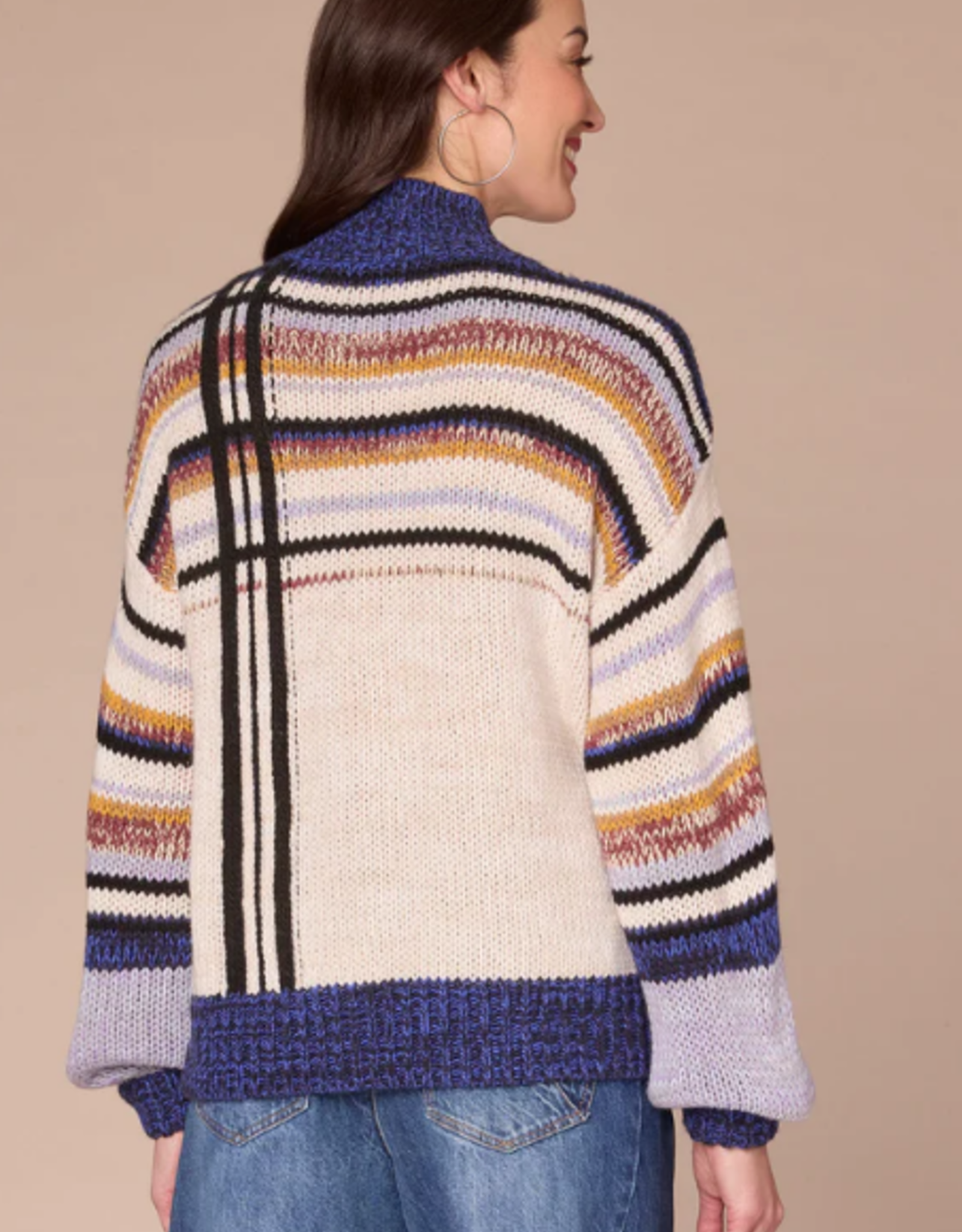 Democracy Democracy Stripe Mock Neck Sweater AO