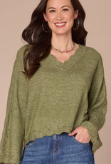 Democracy Democracy Green Willow Petite Sweater Top