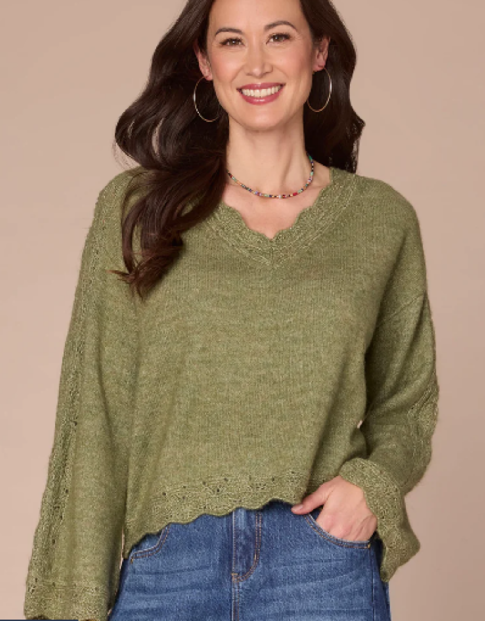Democracy Democracy Green Willow Petite Sweater Top