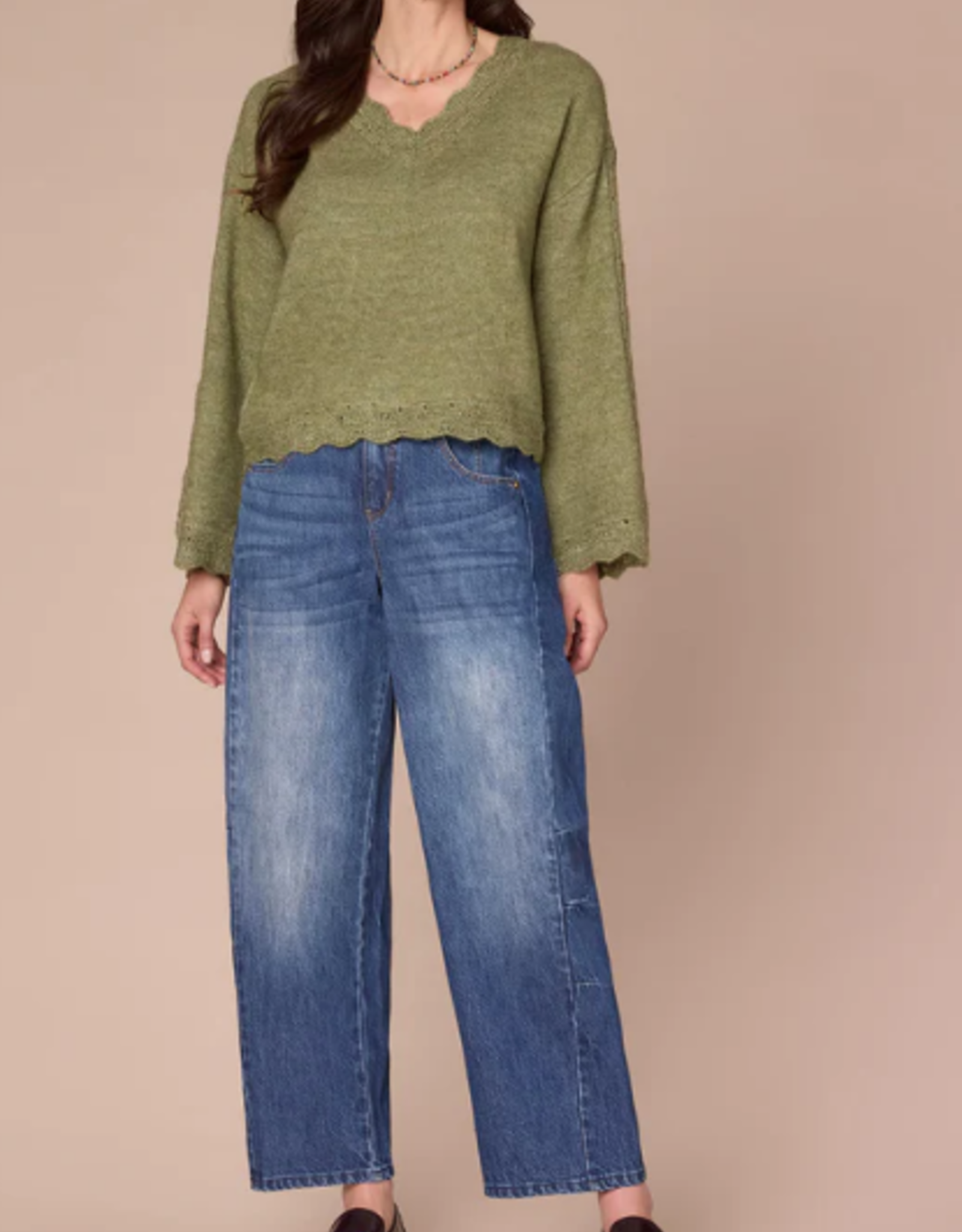 Democracy Democracy Green Willow Petite Sweater Top