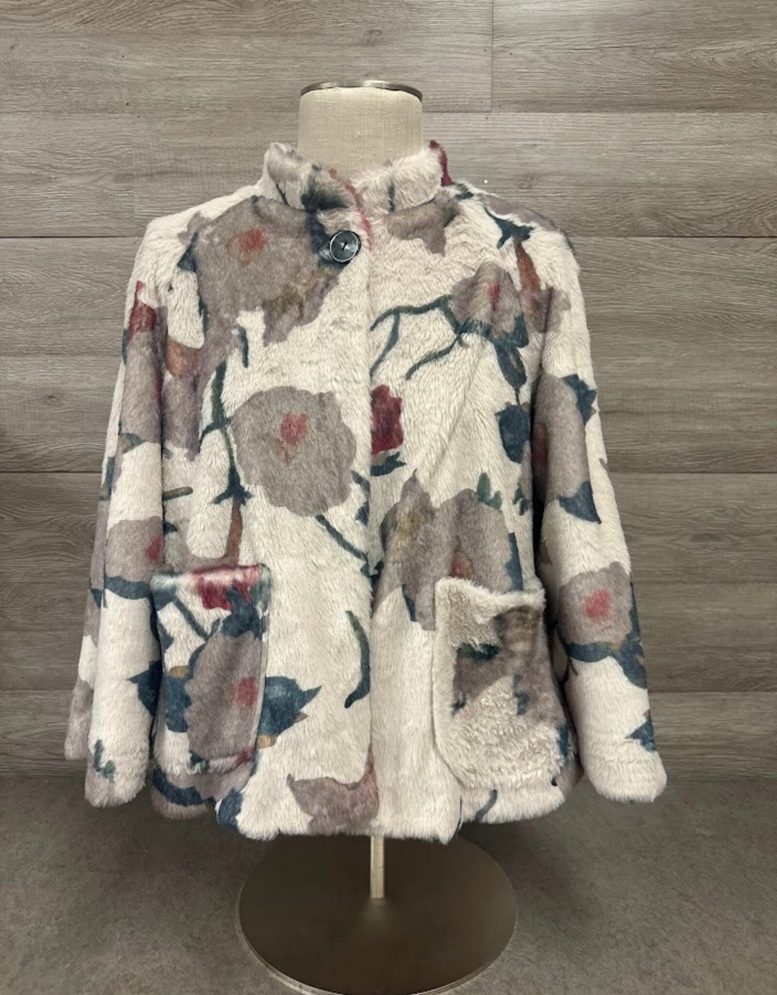 Pure Essence PURE essence Cream Floral  Zip Up Jacket  CS