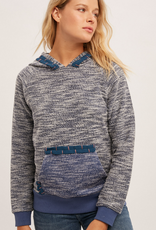 Hem & Thread Hem & Thread  Blue Textured  L/S  Hoodie Top LC