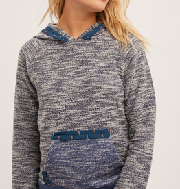 Hem & Thread Hem & Thread  Blue Textured  L/S  Hoodie Top LC