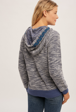 Hem & Thread Hem & Thread  Blue Textured  L/S  Hoodie Top LC