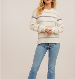 Hem & Thread Hem & Thread Cream Round Neck Stripe Detail L/S Sweater LL