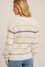 Hem & Thread Hem & Thread Cream Round Neck Stripe Detail L/S Sweater LL