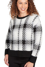 skyes the limit Skye's The Limit ONYX  Metallic  Plaid Petite Sweater LO