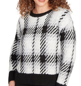 skyes the limit Skye's The Limit ONYX  Metallic  Plaid Petite Sweater LO