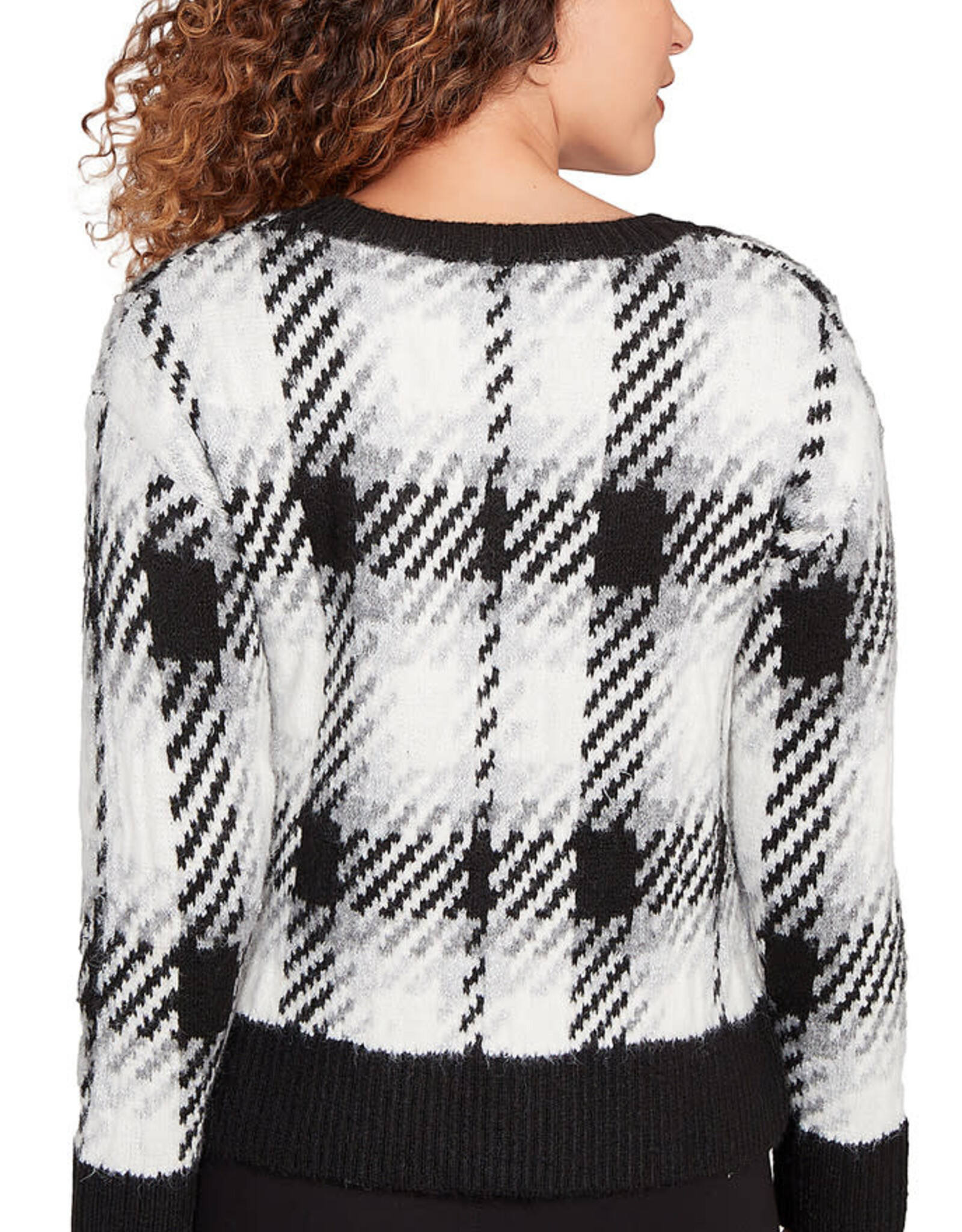 skyes the limit Skye's The Limit ONYX  Metallic  Plaid Petite Sweater LO