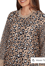 Ruby Road Ruby Road Leopard Petite Cowl Neck Drawstring L/S w/Buttons Sweater