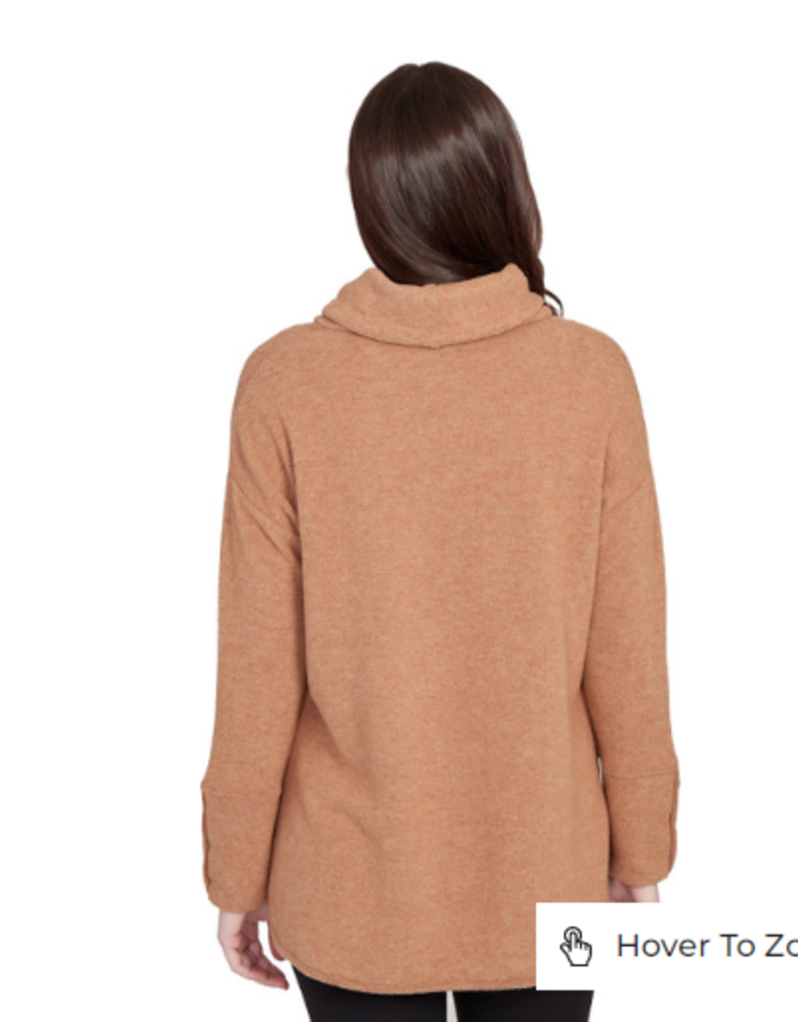 Ruby Road Ruby Road Heather Chestnut Cowl Neck Drawstring L/S w/Buttons Sweater