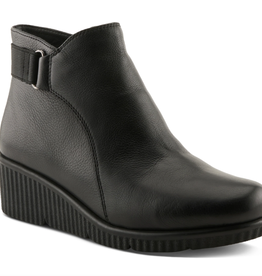 Spring Footwear Spring Footwear Black Wedge Zip Ankle Boot