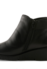 Spring Footwear Spring Footwear Black Wedge Zip Ankle Boot