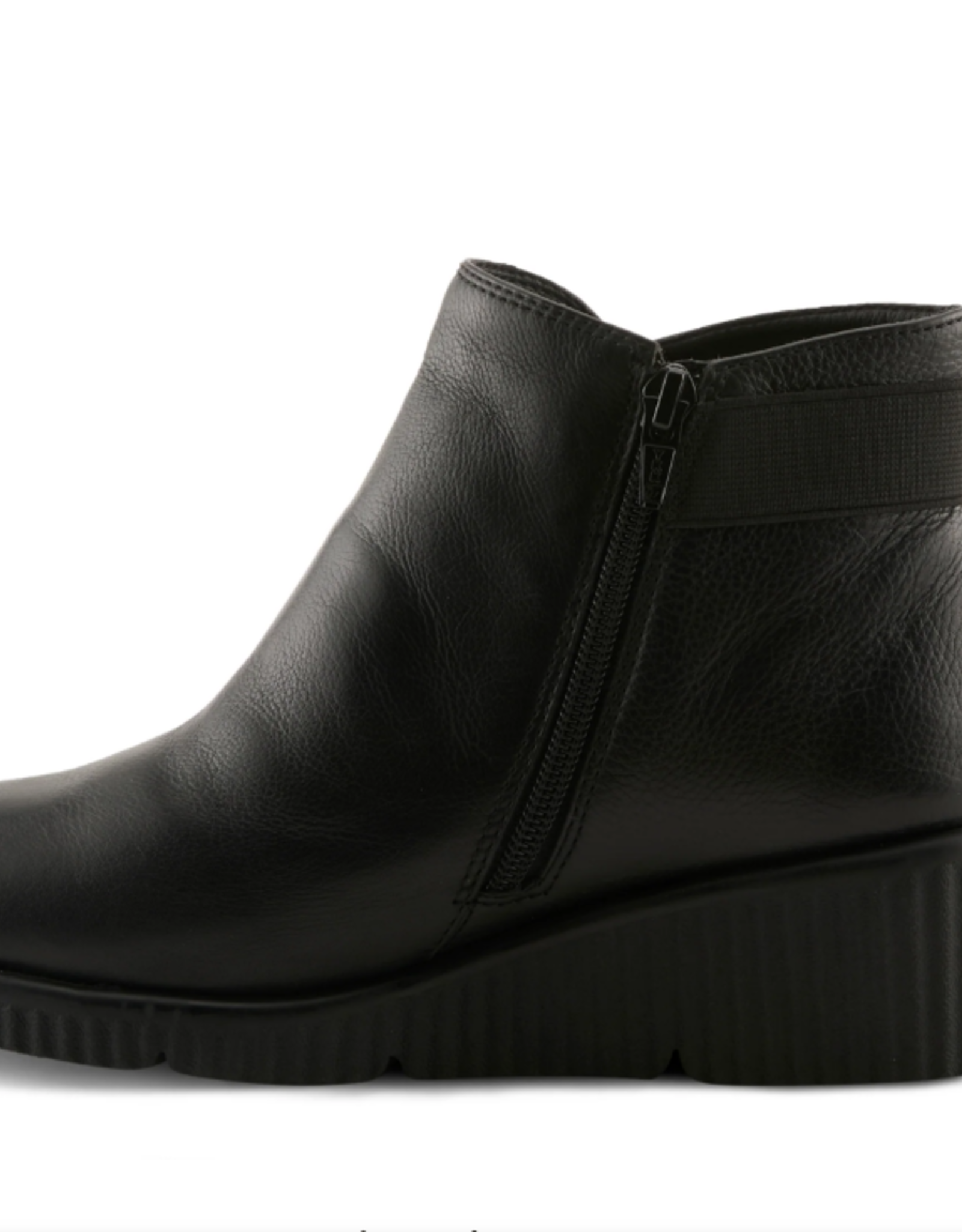 Spring Footwear Spring Footwear Black Wedge Zip Ankle Boot