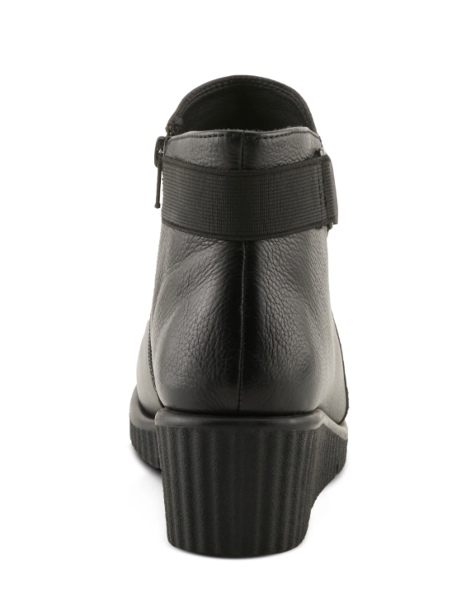 Spring Footwear Spring Footwear Black Wedge Zip Ankle Boot