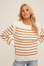Hem & Thread Hem & Thread Carmel Round Neck Stripe  Bubble L/S Sweater LA