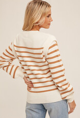 Hem & Thread Hem & Thread Carmel Round Neck Stripe  Bubble L/S Sweater LA