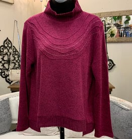 Trisha Tyler Trisha Tyler Pink Heathered Cowl Neck L/S Sweater w/Embroidery