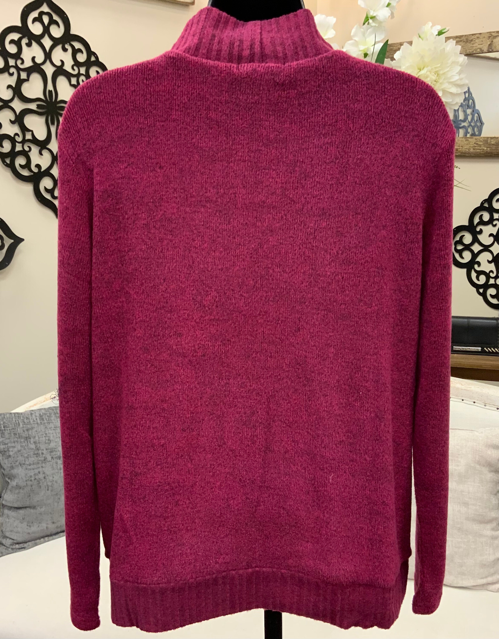 Trisha Tyler Trisha Tyler Pink Heathered Cowl Neck L/S Sweater w/Embroidery
