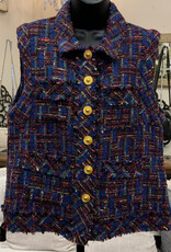 Sharon Young Inc A La Carte L35412VM Multi Color Button Front Vest w/Pockets