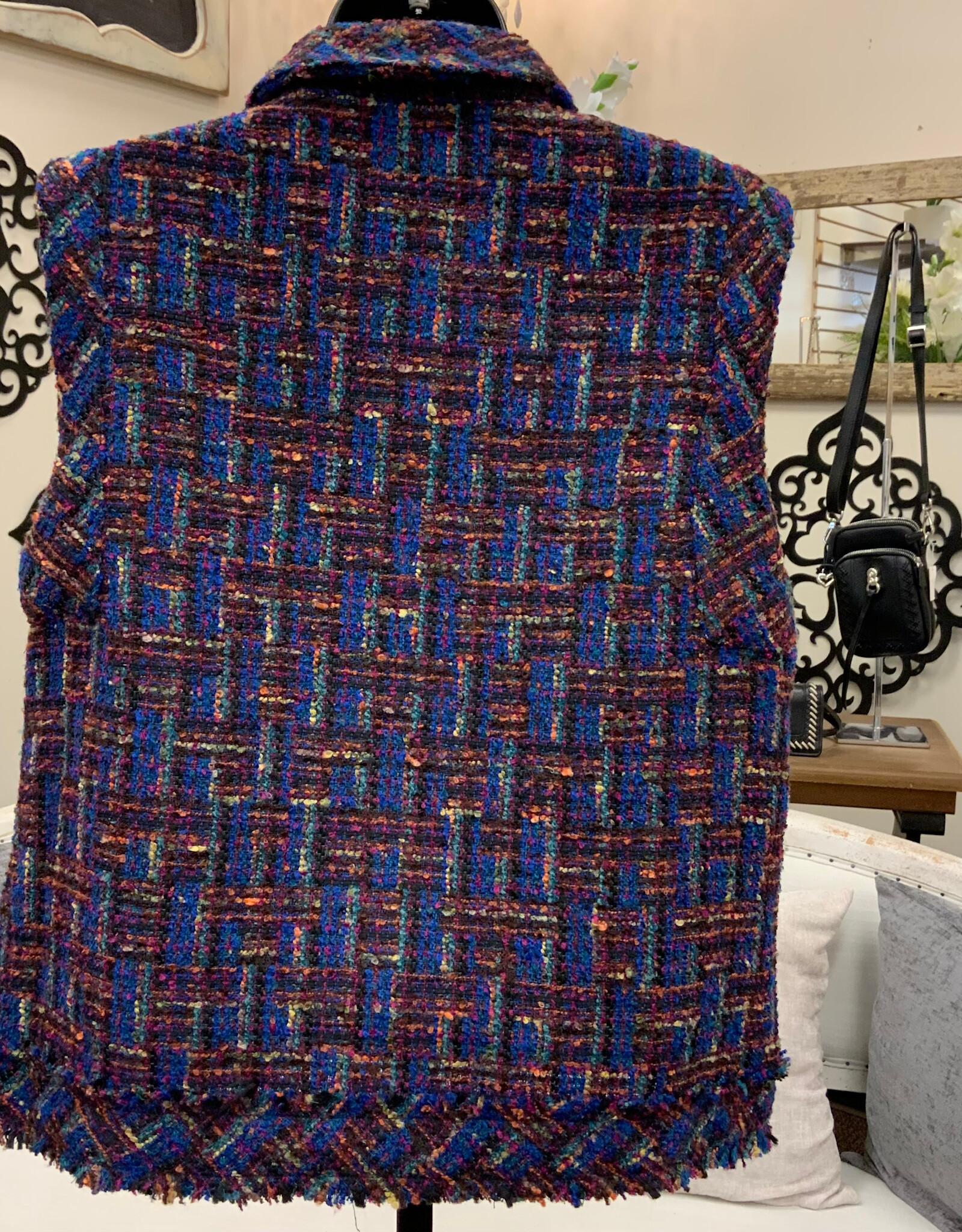 Sharon Young Inc A La Carte L35412VM Multi Color Button Front Vest w/Pockets