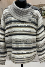 skyes the limit Skye's The Limit Egret Asymmetrical Neck Stripe Print Petite Sweater LO