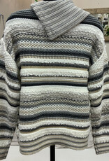 skyes the limit Skye's The Limit Egret Asymmetrical Neck Stripe Print Petite Sweater LO